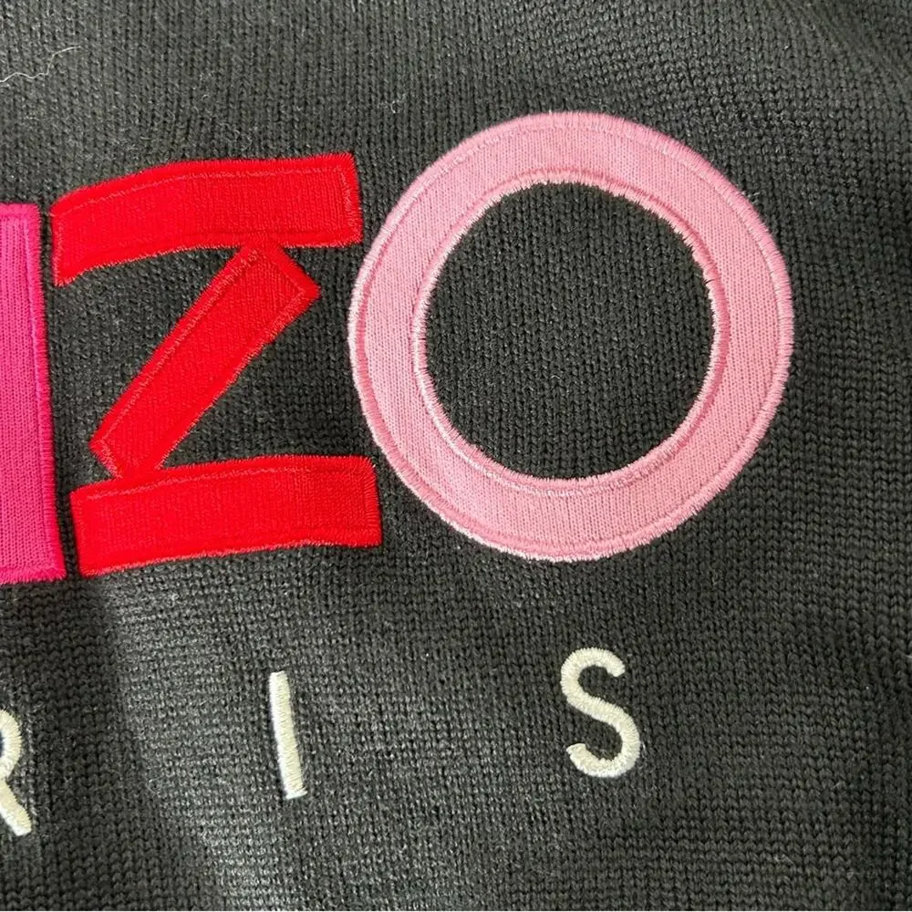 KENZO Paris Wool Jumper Sweater Black Pink Red Small